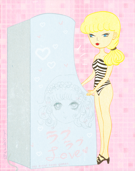 Illustration of Barbie at the arcade by Grace Voong